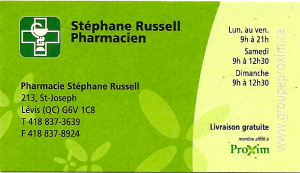 Pharmacie Stéphane Russell  -chanson $ 100 (Proxim)